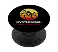 Palmiers rétro au Coucher du Soleil de Myrtle Beach en Caroline du Sud PopSockets PopGrip Adhésif