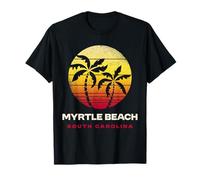 Palmiers rétro au Coucher du Soleil de Myrtle Beach en Caroline du Sud T-Shirt
