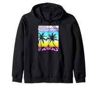 Palmiers rétro d'été Tropical Vacances Voyage Sweat à Capuche