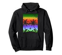 Palmiers rétro d'été Tropical Vacances Voyage Sweat à Capuche
