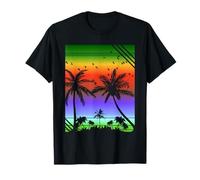 Palmiers rétro d'été Tropical Vacances Voyage T-Shirt
