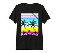 Palmiers rétro d'été Tropical Vacances Voyage T-Shirt Haut de Gamme