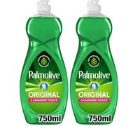 PALMOLIVE - Liquide Vaisselle Palmolive Original à l'Amande Douce - Respectueux de la Peau - Produit Dégraissant Pour une Vaisselle Étincelante - Flacon 750 ml (Lot de 2)