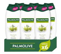 Palmolive Naturals Gel douche vert olive et lait hydratant, 6 x 500 ml, hydrate tous les types de peau, laisse la peau douce, gel douche testé dermatologiquement, formule douce