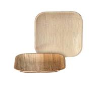 Palmplate Vaisselle jetable de qualité supérieure en feuilles de palmier, biodégradable, 100 coupelles carrées en feuille de palmier, 15 cm x 15 cm, jetable