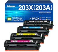 Palmtree 203X Cartouche de Toner Compatible pour HP 203X Toner pour HP 203A CF540X pour Color Laserjet Pro MFP M281fdw M254dw M281fdn M280nw M254nw M254dn M281 M254 Noir Cyan Magenta Jaune, 4-Pack