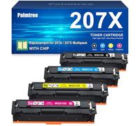 Palmtree 207X avec Puce Cartouches de Toner Compatible pour HP 207X 207A Multipack pour HP Color Laserjet Pro MFP M283fdw M255dw M255nw M283fdn M283cdw M282nw W2210X W2211X W2212X W2213X 4 Paquets