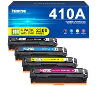 Palmtree 410A Cartouche de Toner 4 Pack Replacement pour HP 410A 410X Compatible pour HP Color Pro MFP M477fdw M477fnw M477fdn M452nw M377dw M452dn M452dw M477 M452 Imprimante CF410A CF411A CF412A