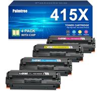 Palmtree 415X avec Puce Compatible pour HP 415X 415A Toner pour HP Color LaserJet Pro MFP M479fdw Toner M479dw M454dw M454dn M479fdn M479fnw W2030X W2030X W2032X W2033X 4-Pack Noir Cyan Jaune Magenta