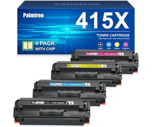 Palmtree 415X avec Puce Compatible pour HP 415X 415A Toner pour HP Color LaserJet Pro MFP M479fdw Toner M479dw M454dw M454dn M479fdn M479fnw W2030X W2030X W2032X W2033X 4-Pack Noir Cyan Jaune Magenta
