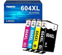Palmtree 604 XL Cartouches compatibles pour epson 604 pour cartouche epson xp 2200 Epson XP-2205 XP-3200 XP-3205 XP-4200 XP-4205, Workforce WF-2910 WF-2930 WF-2935 WF-2950(1Noir 1Cyan 1Jaune 1Magenta)