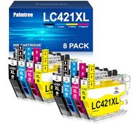 Palmtree LC421 LC421XL Cartouches d'encre Compatible pour Brother LC421 XL LC421VAL pour Brother MFC-J1010DW DCP-J1050DW DCP-J1140DW DCP-J1800DW MFC J1010DW DCP J1050DW DCP J1140DW (8-Pack)
