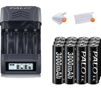 Palo AA piles rechargeables, capacité 3000mAh, charge USB, 12pc AA avec chargeur, 1,2 V