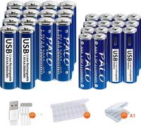 PALO Piles rechargeables par USB, capacité 1,5V AA et AAA, charge rapide, 14AA et AAA