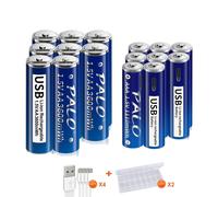 PALO Piles rechargeables USB, capacité 3600mWh AA, capacité 1110mWh AAA , 8AA et 8AAA, 1,5V
