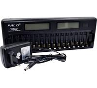 PALO PL-NC31 Chargeur de piles intelligent universel Deux écrans LCD de 3 pouces Chargeur de piles intelligent rapide avec 16 emplacements pour piles 1,2 V Ni-MH Ni-CD AAA AA Prise UE[Noir]