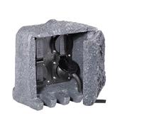 Trio Leuchten Prise Pierre, Gris Pierre Bloc de 4 Prises pour l'extérieur - Imitation Pierre 20 x 19 x 20 cm Gris
