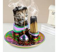 Palo Santo Brûleur d'encens 4 en 1 - Porte-encens en céramique de 12,7 cm - Pour la méditation et le yoga - Coloré