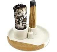 Palo Santo - Porte-encens en céramique - Brûleur à sauge - Multifonctionnel - Pour cadeau de yoga