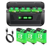 Palogreen 3 Pack Hero 13 Batteries 2400mAh avec Chargeur pour Go-Pro Hero 13 Black - Chargeur de Batterie avec écran LCD, Fente pour Carte TF，Adapté aux Basses températures