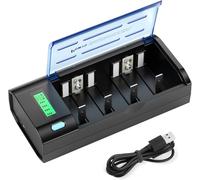 Palogreen Chargeur de Batterie Universel pour AA/AAA/SC/C/D/9 V NI-Mh/NI-CD et 9 V Li-ION - Batteries Rechargeables avec Fonction de décharge et Affichage LCD - Charge Rapide