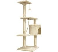 PALOMA Arbre à chat beige 40 x 40 x 114cm - 3 plateformes, 1 corde, 1 niche , poteaux à griffer