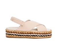 Paloma Barceló - Sandale compensée en cuir tressé - Femme - Chaussures - Beige - Taille: 40 EU