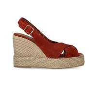 Paloma Barceló - Sandale Compensée Lucie en Daim Rouge - Femme - Chaussures - Rouge - Taille: 38 EU