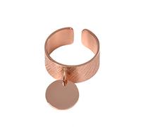 Paloma Bijoux Bague Breloque Gravure Personnalisable Ajustable en Acier Inoxydable Brossé 316L pour Femme - Gravure de prénom sur Petit médaillon