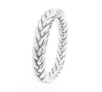 Paloma Bijoux Bracelet Bouddhiste véritable jonc de temple Thaïlande avec Mantra porte bonheur - Feuille d'or véritable - (S - 62mm, Argent - Tressé 1 pièce)
