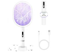 PALONE Raquette Electrique Insectes Chargement 1800mAH, Anti Moustique Type-C Amovible Convient pour Intérieur et Extérieur-Blanc (1PC)