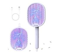 PALONE Raquette Electrique Insectes 4000V Via USB, Raquette Moustique Electrique Repliable, Tuer Mouches et Insectes Volants Complète 360°, Anti Moustique pour Intérieur & Extérieur