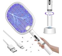 PALONE Raquette Electrique Insectes avec Petite Lampe de Nuit LED Type-C Rechargeable, 1800mAH Anti Moustique, Raquette Moustique Electrique Détachable, Adapté à l'intérieur et à l'extérieur(1PC)