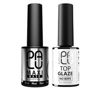 Palu Salon System - Base Coat Maxi + Top Coat Glaze Set - Base Coat pour Ongles UV, Transparent, sans Acide, Auto-Lissant, Forte Adhérence, lot : 2 produits x 11g