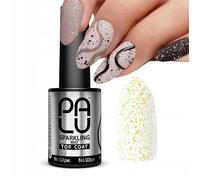 PALU - Top Coat Hybride, Top Sparkling Matt No Wipe UV/LED - Sans Résidu Collant, Application Facile, Formule à Densité Moyenne - Transparent avec Paillettes Dorées, Finition Mate, 11g