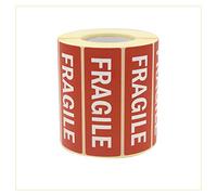 Palucart Fragile Lot de 1000 autocollants Fragiles Blanc sur rouge 90 x 35 mm avec texte sur étiquette Fragile