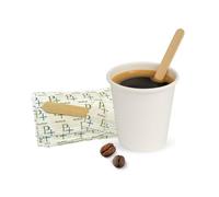 Palucart Lot de 500 gobelets en papier pour café, biodégradables, pour boissons chaudes, 90 ml, Blanc, + 500 touillettes en bois de bouleau