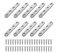 PALUDO Equerre Plate Fixation Inox │ 10 Pièces Pattes D'assemblage Perforée Plates Metal │ Supports de Fixation Droits Plats Plaques Métalliques D’angle Plats │ pour Connexion Bois Meubles (77x16mm)