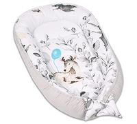 PaLulli 5 Parties Ensemble équipement bébé, nid Douillet, nid bébé 95x55cm, Matelas bébé Amovible, Couverture Douillette, Oreiller Plat, Oreiller Cervical, 100% Coton Oeko TEX (Lapin)