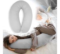 PaLulli® Coussin d'allaitement ergonomique, taille XXL, 190 x 30 cm, avec housse en mousseline de coton bio, coussin de grossesse et de positionnement latéral, confort et soutien pour adultes et mères