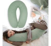 PaLulli® Coussin d'allaitement ergonomique, taille XXL, 190 x 30 cm, avec housse en mousseline de coton bio, coussin de grossesse et de positionnement latéral, confort et soutien pour les adultes et