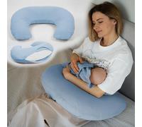PaLulli® Mousseline Housse de Coussin d'allaitement 100% Coton Mousseline - Coussin d'allaitement pour bébé, Ecouter bébé, Coussin d'allaitement Respirant & Lavable (Bleu)