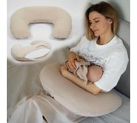 PaLulli® Mousseline Housse de Coussin d'allaitement 100% Coton Mousseline - Coussin d'allaitement pour bébé, Ecouter bébé, Coussin d'allaitement Respirant & Lavable (Beige)