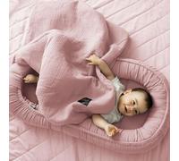 PaLulli® Nid bébé 2 en 1 en Mousseline de Coton - avec Couverture et Matelas Lavable | Cocon Douillet 100x60 cm | Fabriqué en Europe | Réglable et Respirant (Rose)
