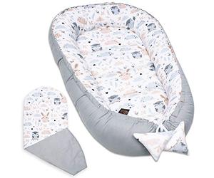 PaLulli Nid bébé, nid Douillet Multifonctionnel avec Matelas supplémentaire Moelleux, Cocon, nid, lit bébé, lit de Voyage pour Nouveau-né, 100% Coton Oeko-TEX, Made in The EU (Plumage II)