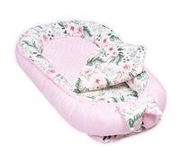 PaLulli Nid de bébé, nid Douillet Multifonctionnel avec Matelas supplémentaire Moelleux, Cocon, nid, lit bébé, lit de Voyage pour Nouveau-né, 100% Coton Oeko-TEX, Made in The EU (Gardens Pink)