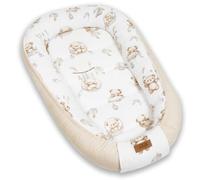 PaLulli® Nid pour bébé extra large 100 x 60 cm en coton - Nid douillet réversible pour bébé - Fabriqué à la main, respirant et sûr (ours beige)