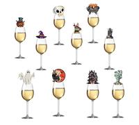 Palumma Lot de 100 breloques pour verre à vin d'Halloween - 10 styles - Fantôme citrouille squelette - Étiquettes réutilisables en papier pour décorations de fête d'Halloween - Identificateurs de