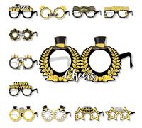 Palumma Lot de 12 lunettes pour le Nouvel An 2026 - 12 motifs assortis - Accessoires de photomaton pour le Nouvel An