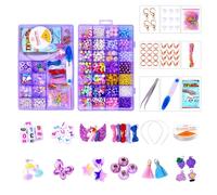 PALUMMA Lot de 1400 perles poney en vrac avec breloques et boîte de rangement pour bijoux et projets d'artisanat (violet)